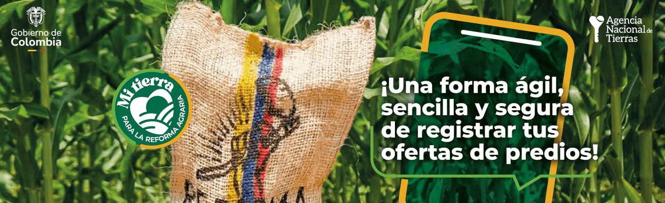 Banner de promoción del formulario con texto: forma ágil, sencilla y segura de registrar tus ofertas de predios.